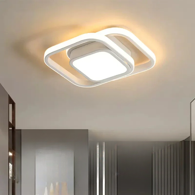 Modern LED Ceiling Light Fixture - Black & White, Metal, 12-inch — Image 2