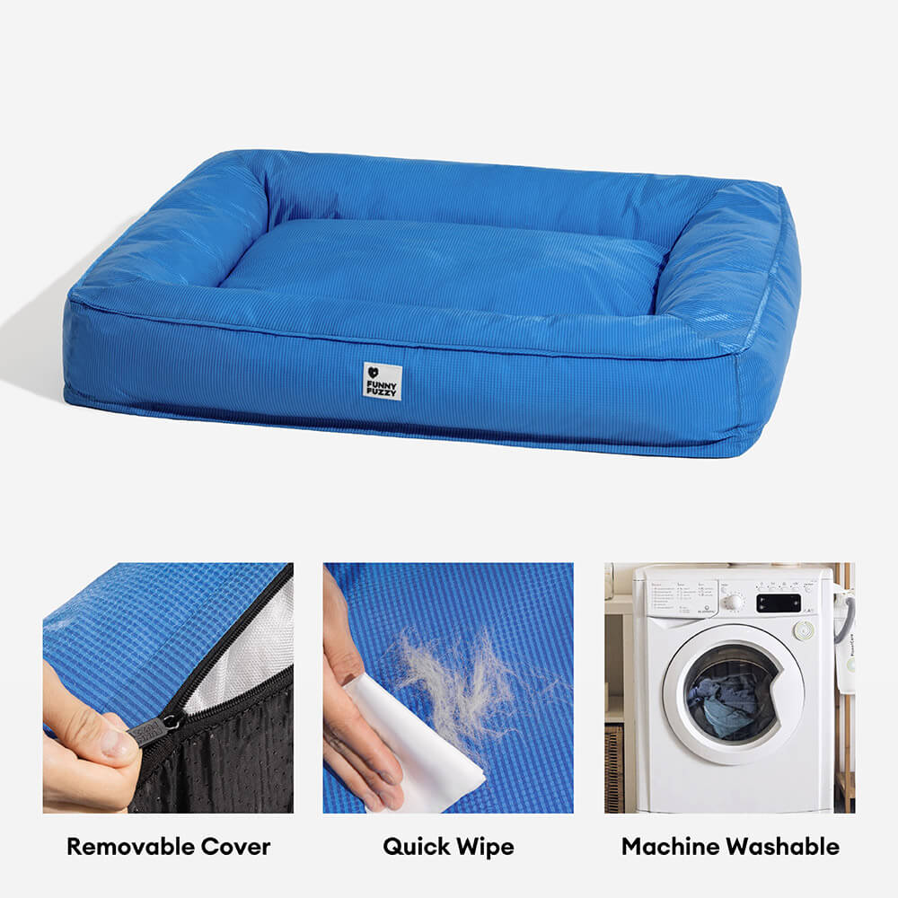Funny Fuzzy Orthopedic Dog Bed Blue Waterproof Oxford Fabric Large — Image 7