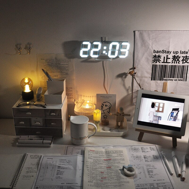 LED Digital Alarm Clock Wall Mountable Desk Clock with Temperature Display Adjustable Brightness — Image 2