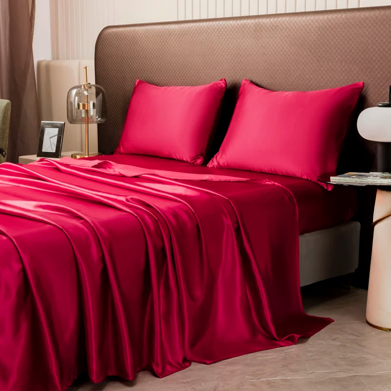 Premium Satin Bed Sheet Set Gold Queen Size Silky Soft Wrinkle-Resistant — Image 10
