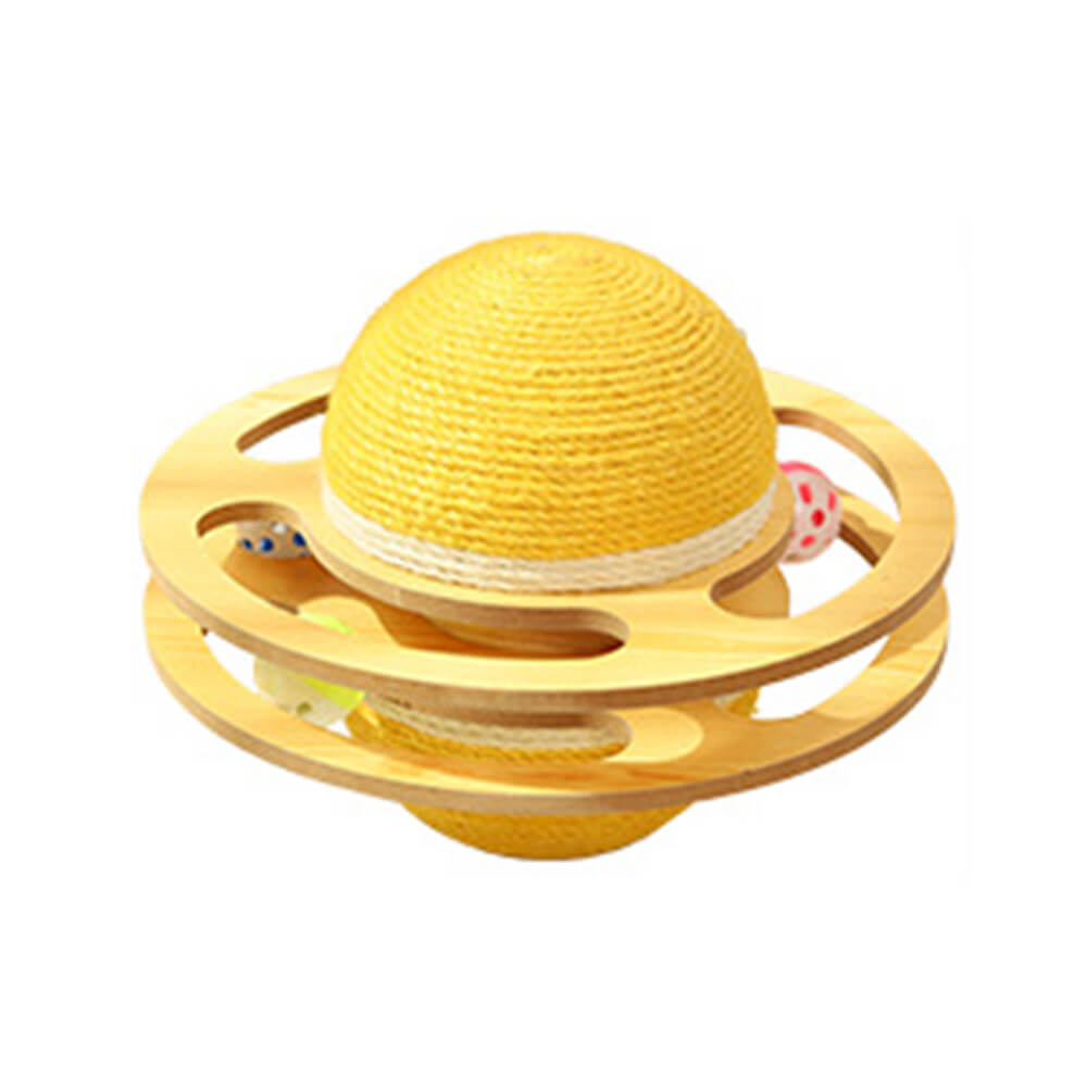 Interactive Cat Toy Sisal Rope Wooden Frame Teaser Ball Yellow — Image 8