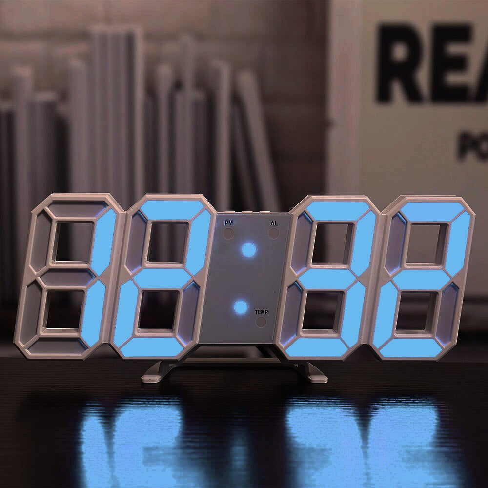 LED Digital Alarm Clock Wall Mountable Desk Clock with Temperature Display Adjustable Brightness — Image 9