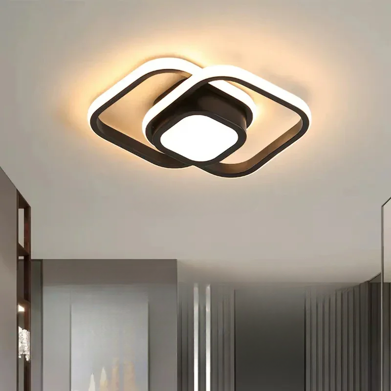 Modern LED Ceiling Light Fixture - Black & White, Metal, 12-inch — Image 3