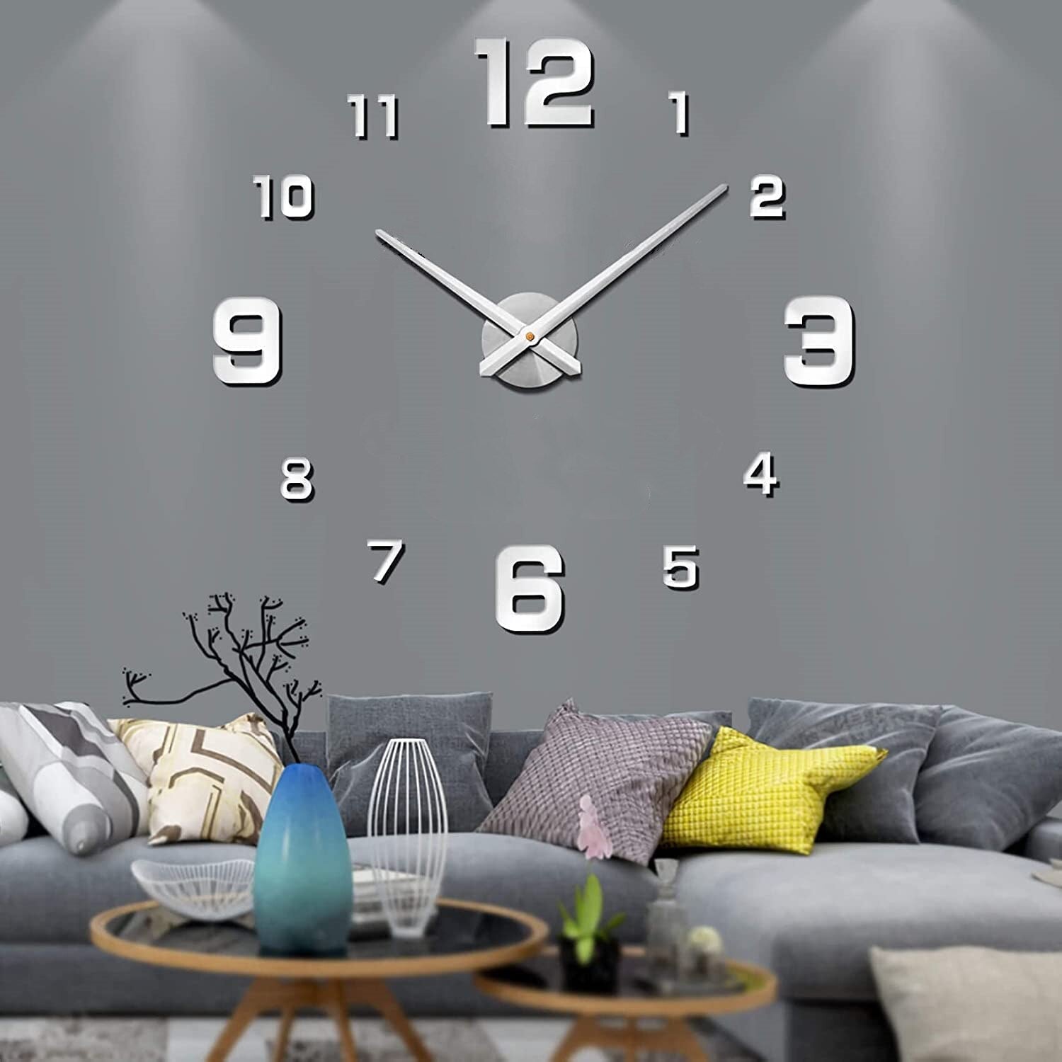 Modern DIY 3D Wall Clock Large Frameless Acrylic Mirror Surface Home Decor — Image 2