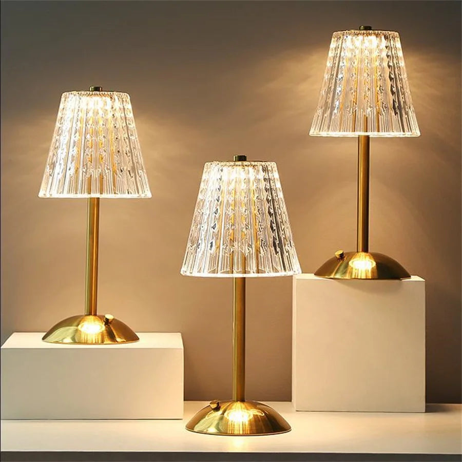Elegant Gold Table Lamp with Glass Shade - Vintage Style, Metal Base, 15-inch — Image 6