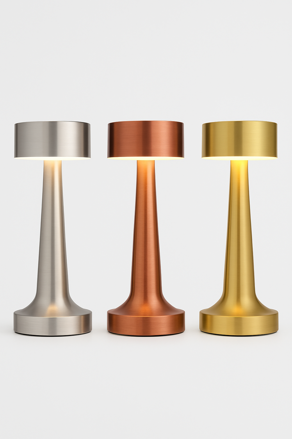 Elegant Brushed Metal LED Table Lamp - Modern Design, Multiple Colors — Front View
