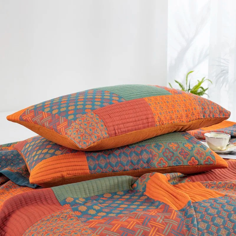 Patchwork Quilt Set Cotton Multicolor Reversible Lightweight Bedding King — Image 6