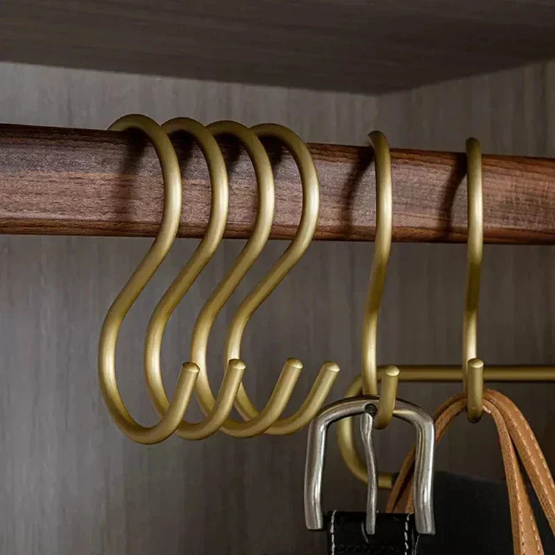 Premium S-Shaped Metal Hooks Gold Heavy-Duty Closet Organizer for Belts Bags Accessories — Image 6