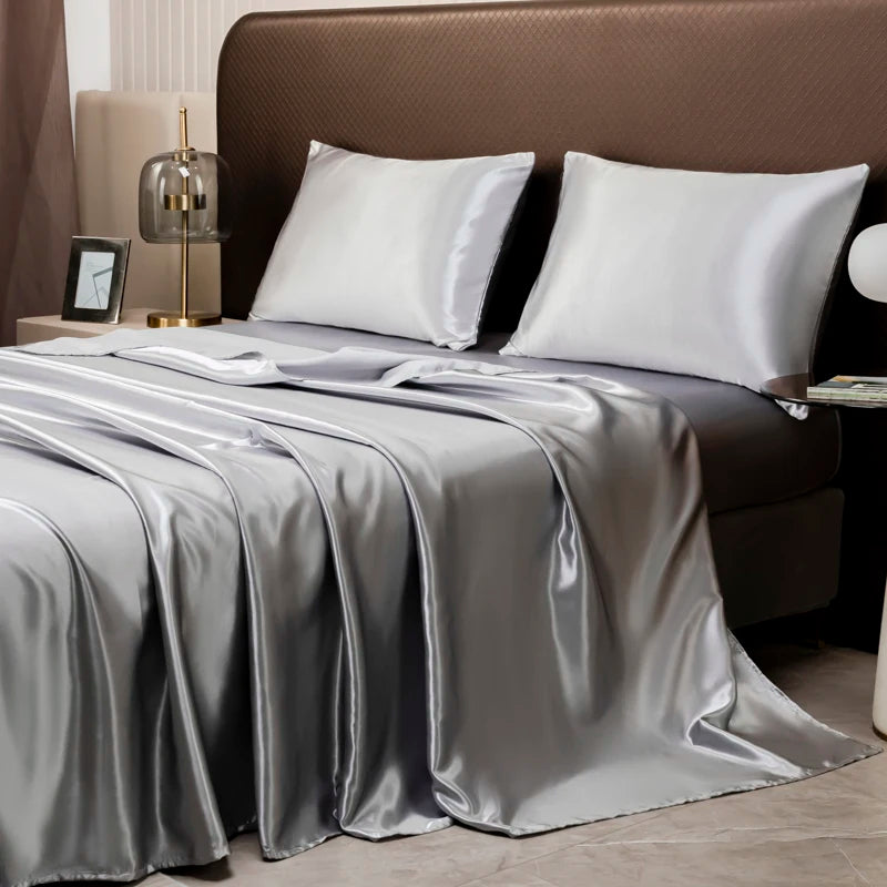 Premium Satin Bed Sheet Set Gold Queen Size Silky Soft Wrinkle-Resistant — Image 11