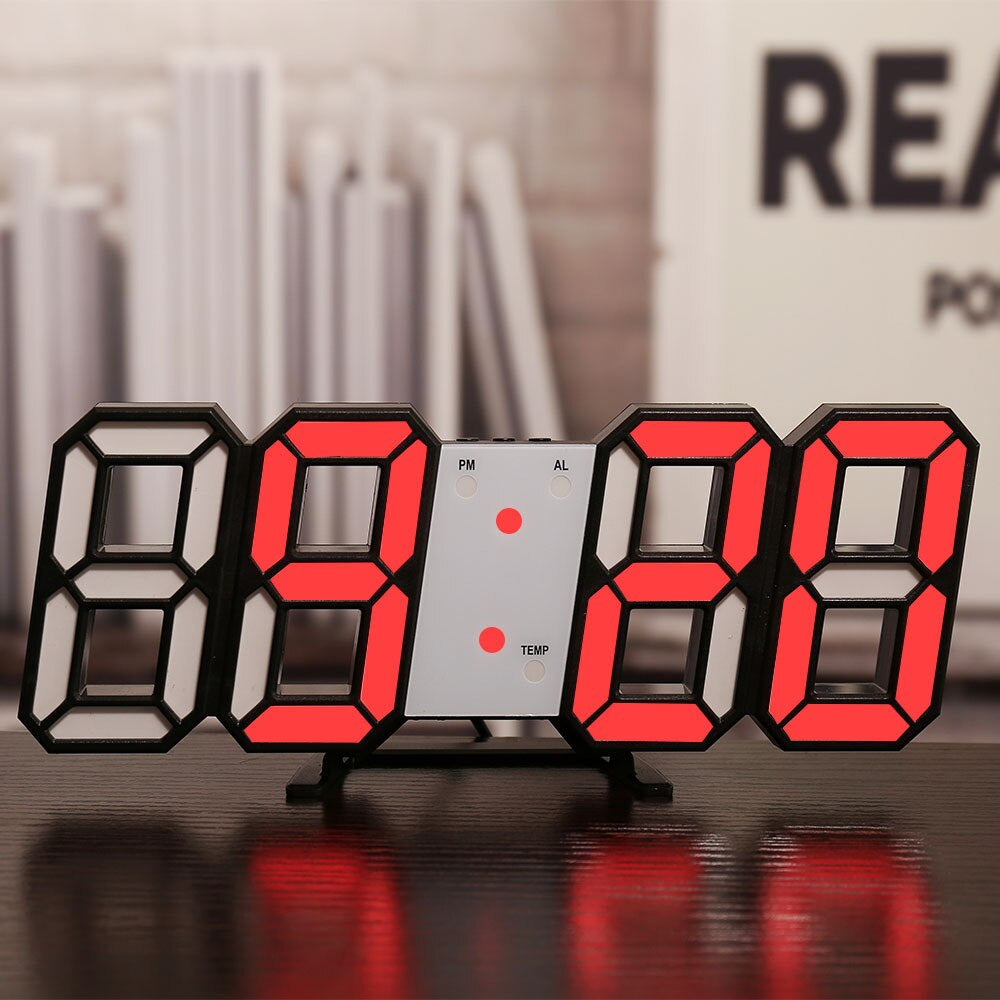 LED Digital Alarm Clock Wall Mountable Desk Clock with Temperature Display Adjustable Brightness — Image 10