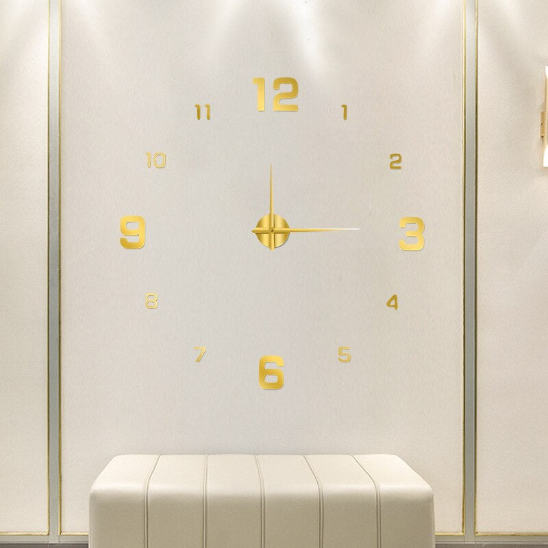Modern DIY 3D Wall Clock Large Frameless Acrylic Mirror Surface Home Decor — Image 3