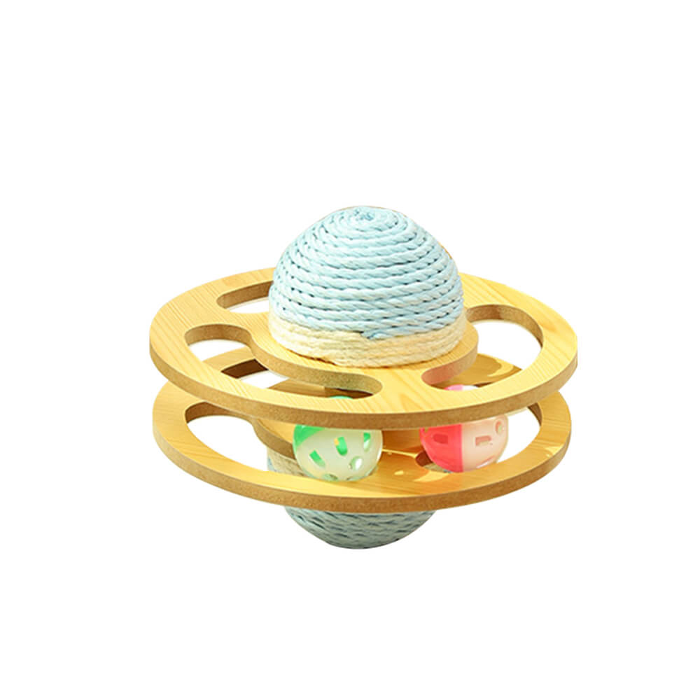 Interactive Cat Toy Sisal Rope Wooden Frame Teaser Ball Yellow — Image 7