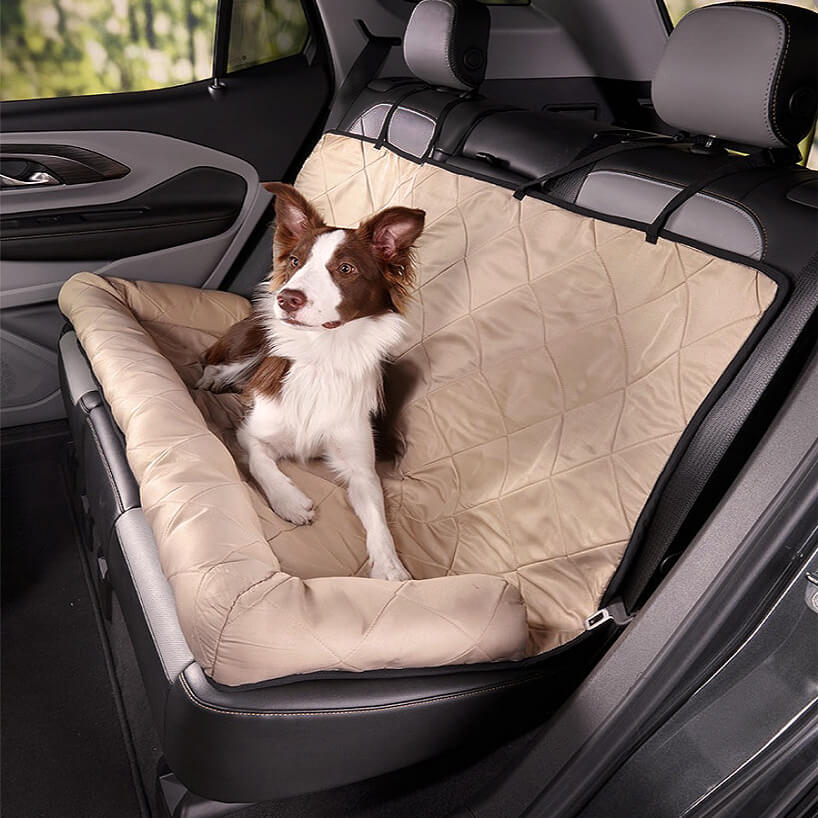 Funny Fuzzy Pet Car Seat Bed Plush Cushion Safety Belts Gray — Image 19
