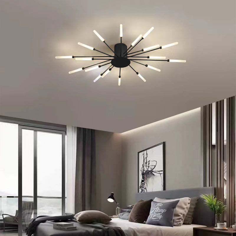 Modern Sputnik LED Ceiling Light Fixture Metal Starburst Chandelier Black Gold — Image 11
