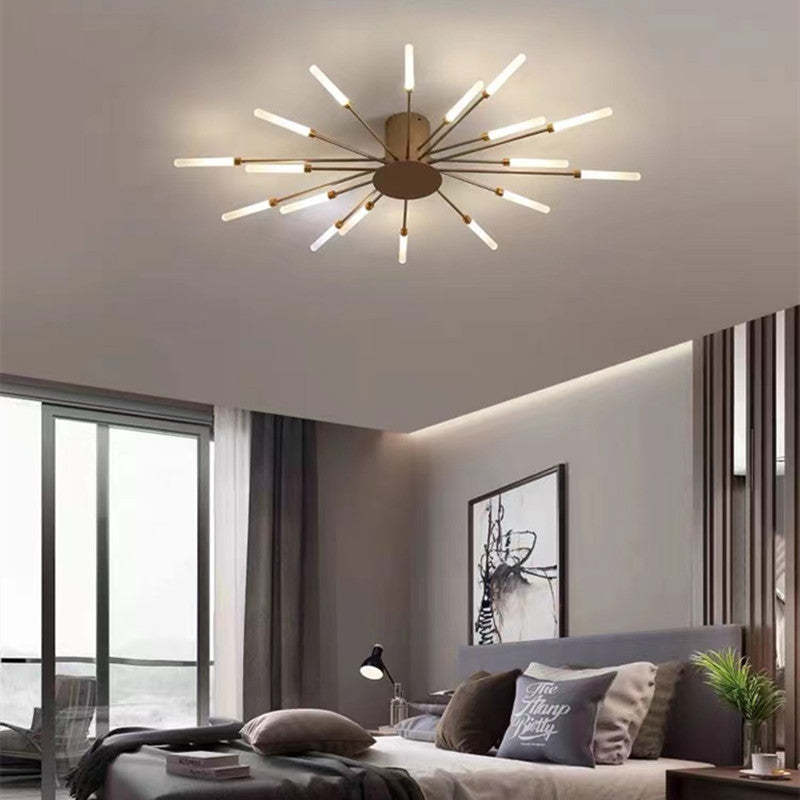 Modern Sputnik LED Ceiling Light Fixture Metal Starburst Chandelier Black Gold — Image 12