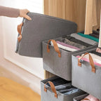 Foldable Fabric Storage Bins with Handles Gray 47x28x20cm Closet Organizer — Image 3