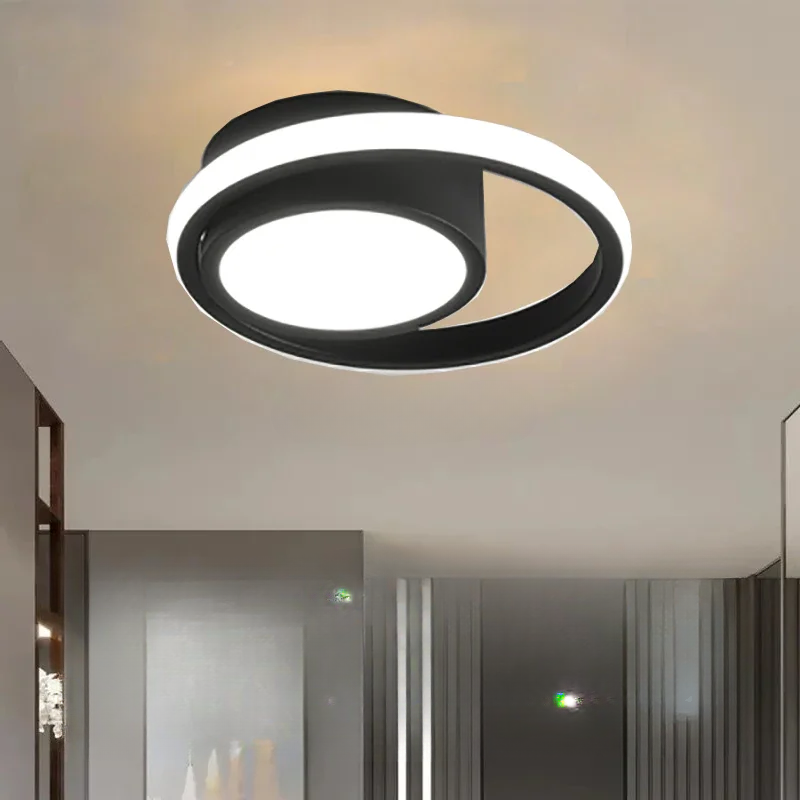 Modern LED Ceiling Light Fixture - Black & White, Metal, 12-inch — Image 5