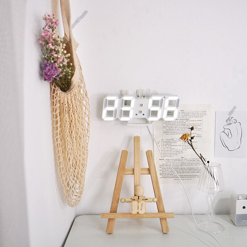 LED Digital Alarm Clock Wall Mountable Desk Clock with Temperature Display Adjustable Brightness — Image 4