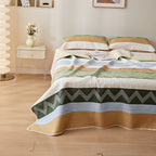 Modern Chevron Quilt Set Multicolor Cotton King Size with Pillow Shams — Image 3