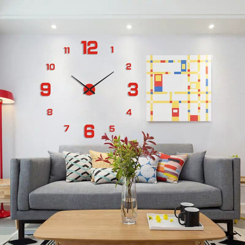 Modern DIY 3D Wall Clock Large Frameless Acrylic Mirror Surface Home Decor — Image 4
