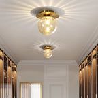 Modern Brass Ceiling Light Fixture Glass Globe Flush Mount Elegant Design — Image 2