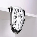 Modern Melting Shelf Clock Roman Numerals Art-Inspired Desk Decor Silver — Image 14