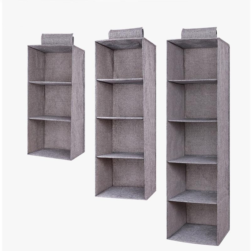 Hanging Closet Organizer with Shelves Durable Fabric Storage Solution Grey — Image 5