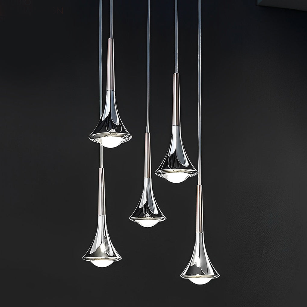 Modern Pendant Light Fixture Chrome Finish Adjustable Height LED Dining Room — Image 4
