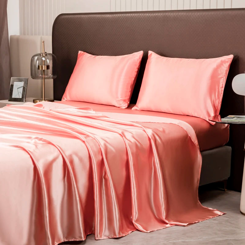 Premium Satin Bed Sheet Set Gold Queen Size Silky Soft Wrinkle-Resistant — Image 12