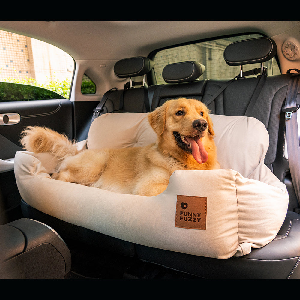 Funny Fuzzy Pet Car Seat Bed Plush Cushion Safety Belts Gray — Image 5