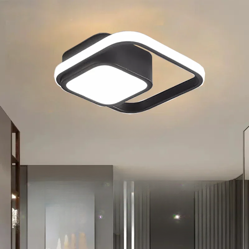 Modern LED Ceiling Light Fixture - Black & White, Metal, 12-inch — Image 6