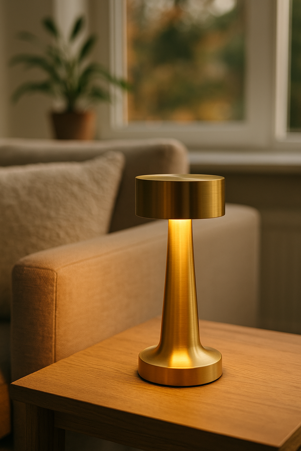 Elegant Brushed Metal LED Table Lamp - Modern Design, Multiple Colors — Lifestyle