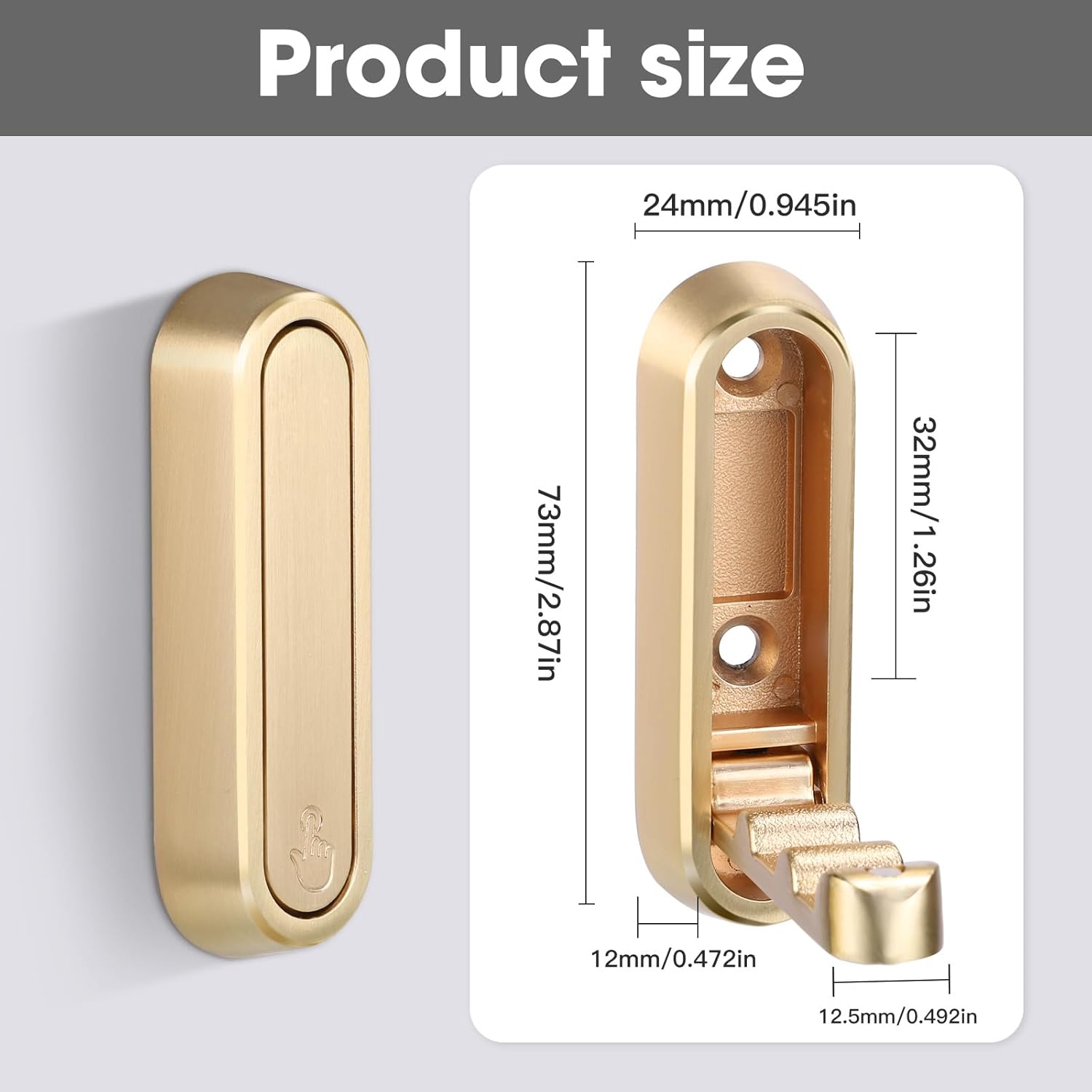 Premium Zinc Alloy Wall Hooks Foldable Magnetic Closure Heavy Duty Gold — Image 3