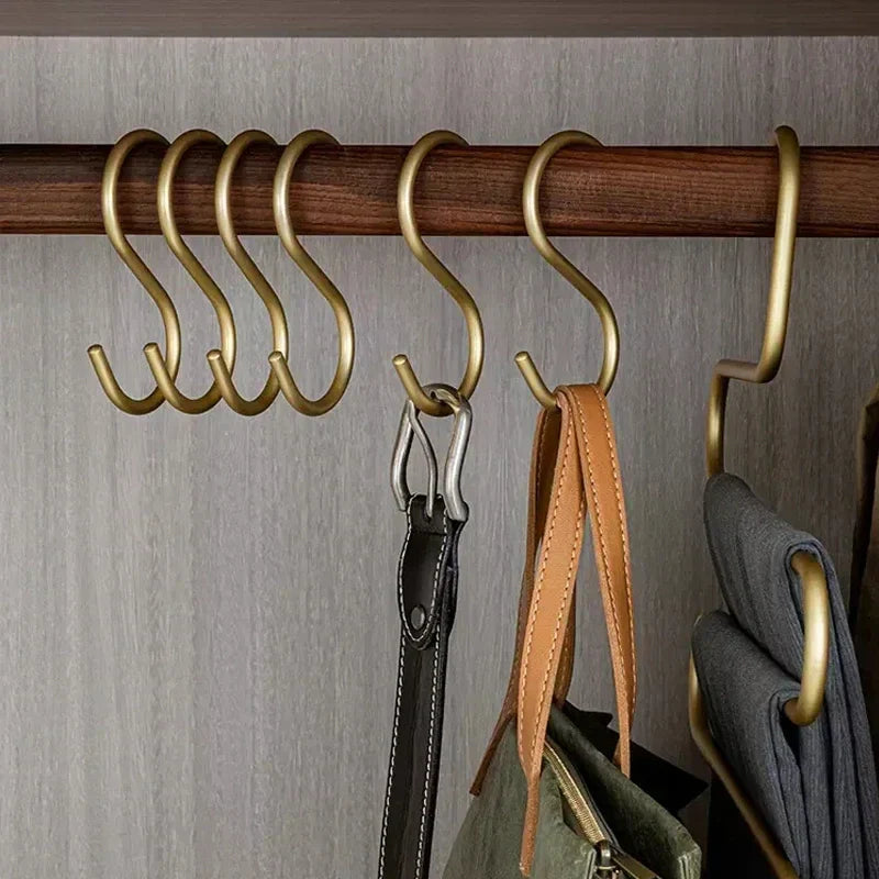 Premium S-Shaped Metal Hooks Gold Heavy-Duty Closet Organizer for Belts Bags Accessories — Image 7