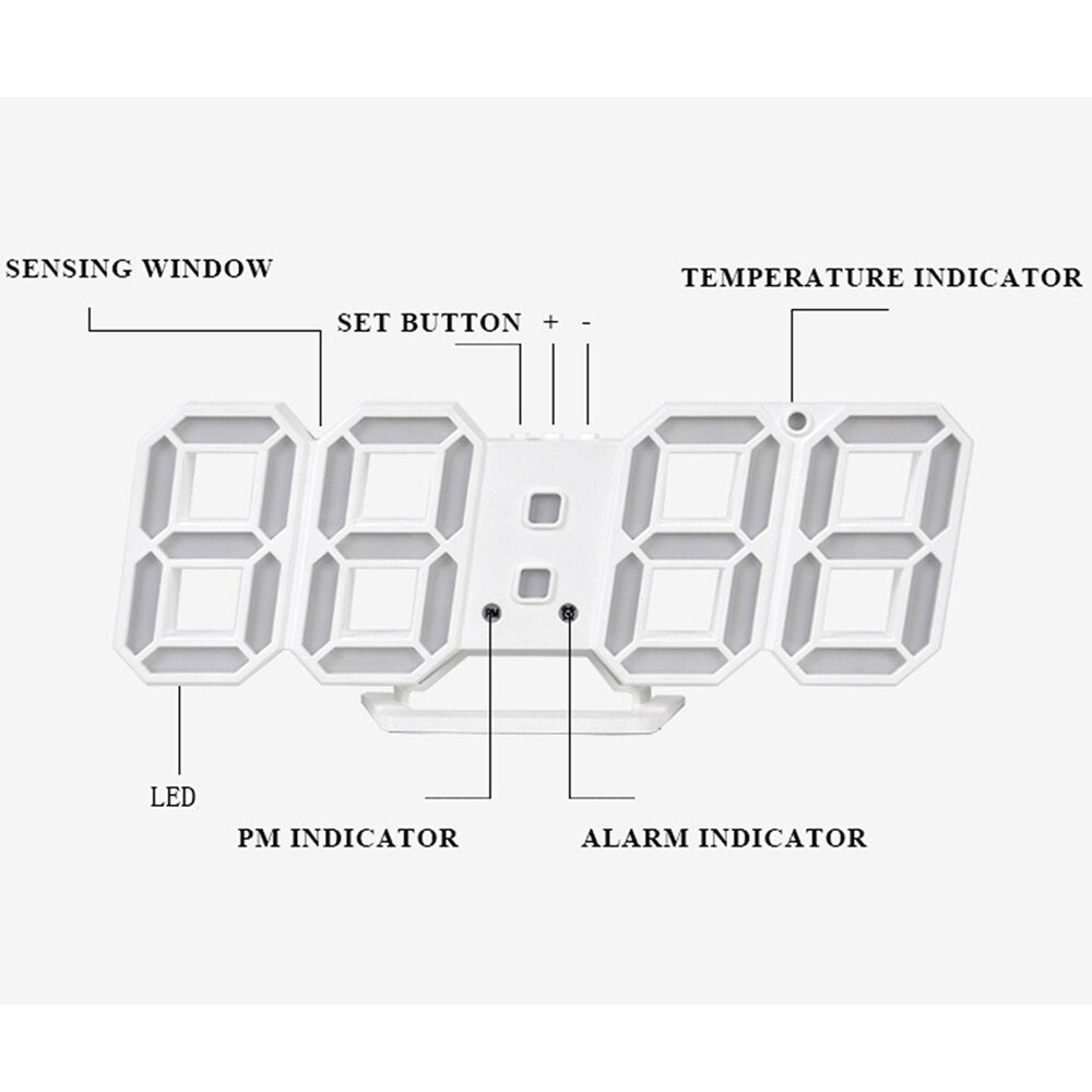 LED Digital Alarm Clock Wall Mountable Desk Clock with Temperature Display Adjustable Brightness — Image 5