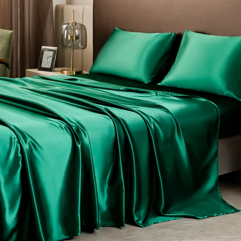 Premium Satin Bed Sheet Set Gold Queen Size Silky Soft Wrinkle-Resistant — Image 13