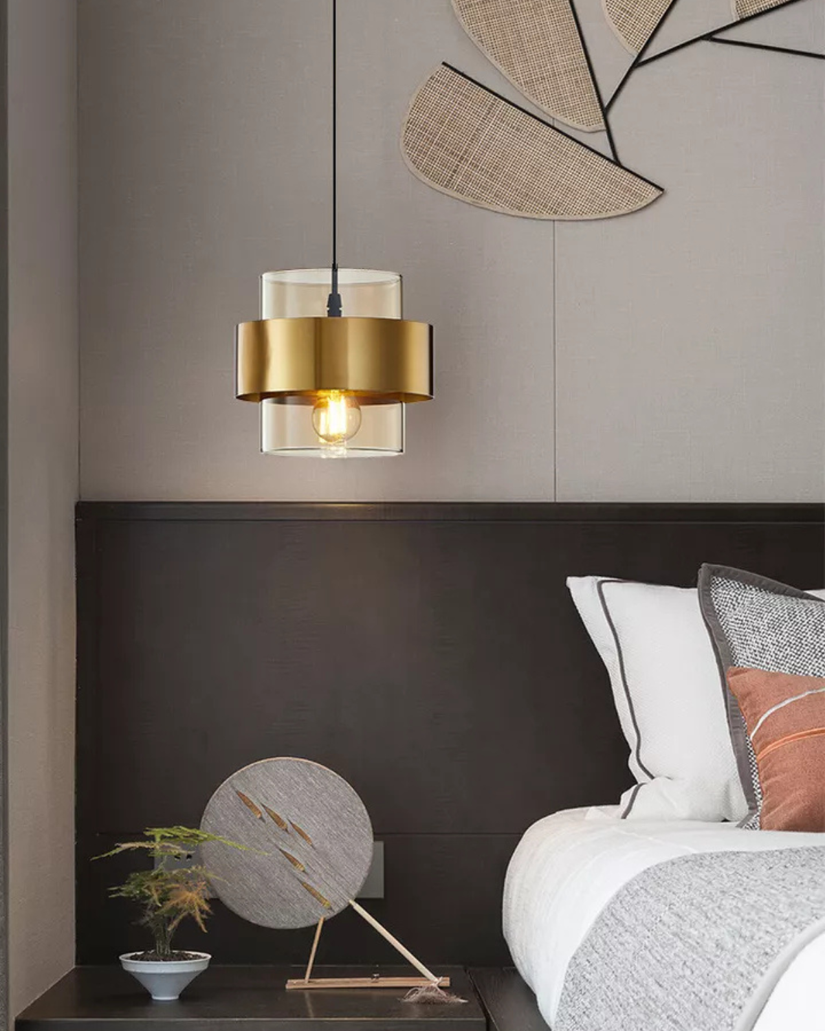 Modern Brass and Glass Pendant Light Elegant Ceiling Fixture — Image 2