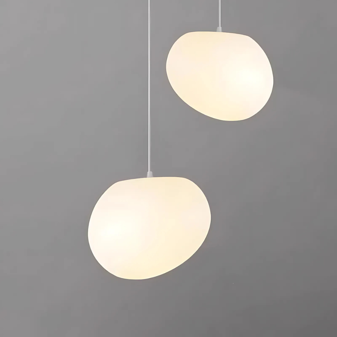 Modern Pendant Light Fixture - Adjustable Glass Shade, White, Multiple Sizes — Main Image