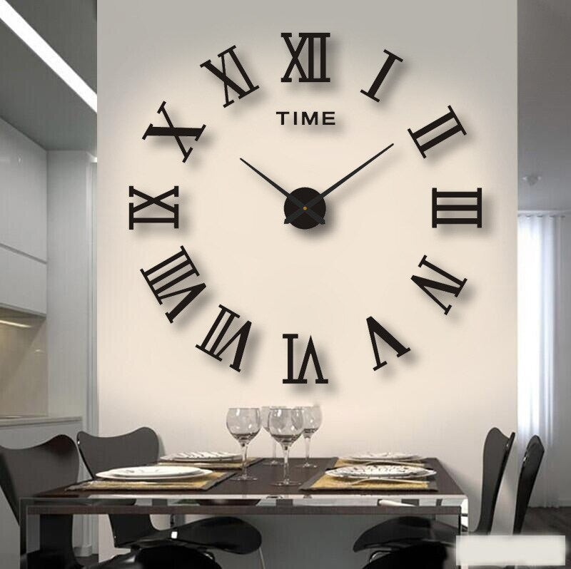 Modern DIY 3D Wall Clock Large Frameless Acrylic Mirror Surface Home Decor — Image 6