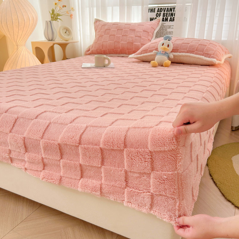 Luxurious Plush Checkered Bedspread Set - Blue, Soft Polyester, Queen Size — Image 8