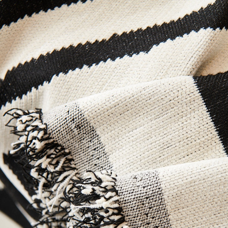 Geometric Pattern Cotton Sofa Cover Black White Woven Couch Protector — Image 5