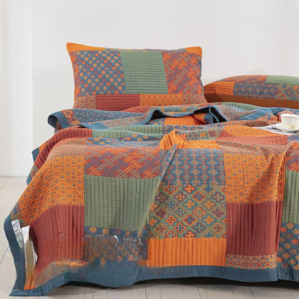 Patchwork Quilt Set Cotton Multicolor Reversible Lightweight Bedding King — Image 8
