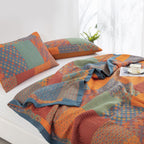 Patchwork Quilt Set Cotton Multicolor Reversible Lightweight Bedding King — Image 2
