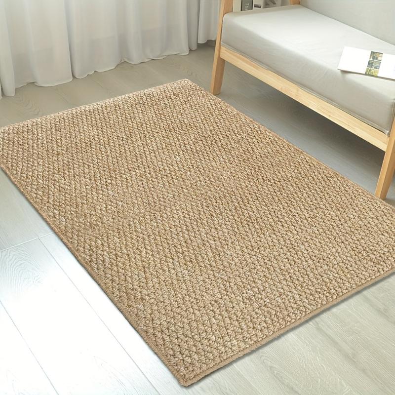 Handwoven Jute Area Rug Natural Fiber Eco-Friendly Textured Floor Mat — Image 3