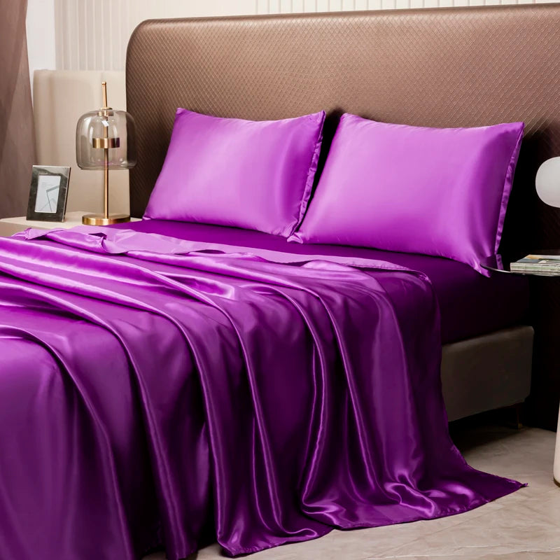 Premium Satin Bed Sheet Set Gold Queen Size Silky Soft Wrinkle-Resistant — Image 14