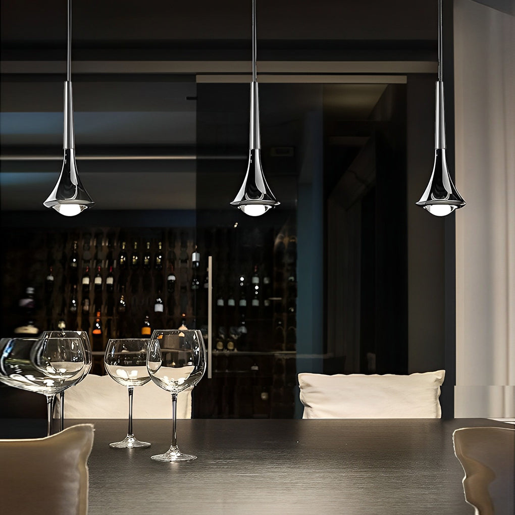 Modern Pendant Light Fixture Chrome Finish Adjustable Height LED Dining Room — Image 10