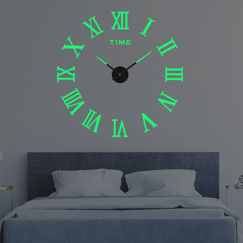 Modern DIY 3D Wall Clock Large Frameless Acrylic Mirror Surface Home Decor — Image 7