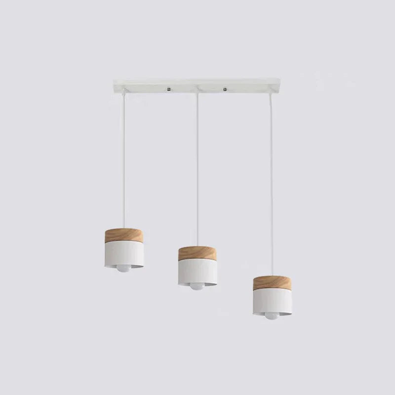 Scandinavian Pendant Light Wood Metal Cylinder Ceiling Fixture Multi-Color — Image 13