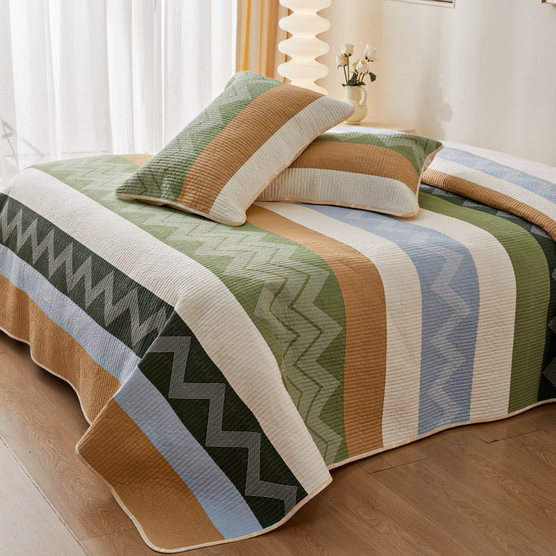 Modern Chevron Quilt Set Multicolor Cotton King Size with Pillow Shams — Image 6