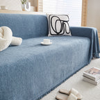 Luxury Sofa Cover Cotton Blend Herringbone Pattern Green Washable Protector — Image 14